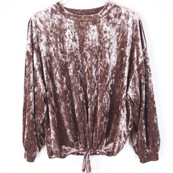 Adriana Papell Pink Crushed Velvet Blouse Size Medium EUC - Picture 2 of 6